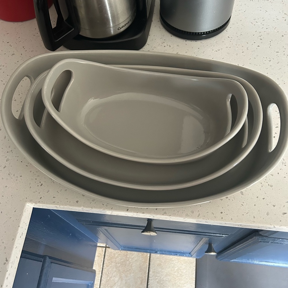 Rachael Ray Gray Stoneware Baking Dish Set. 3-Piece Set.